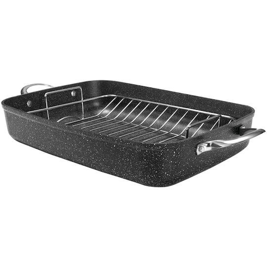 THE ROCK by Starfrit 17" Roaster With Rack & Stainless Steel Handles